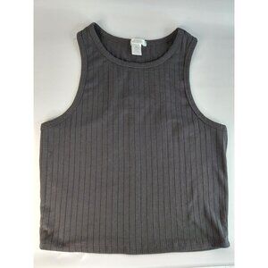 Bozzolo Womens Ribbed Crop Tank Top Black